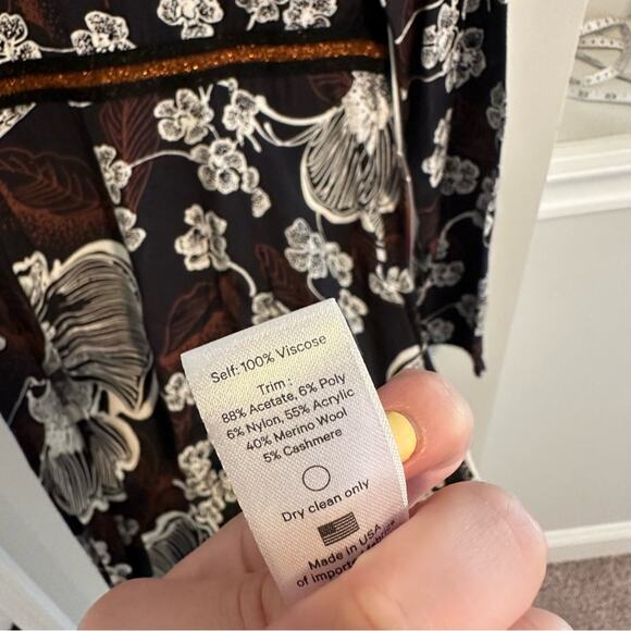 NWT WARM NY Black Floral Long Sleeve Maxi Dress 0 - Picture 8 of 13